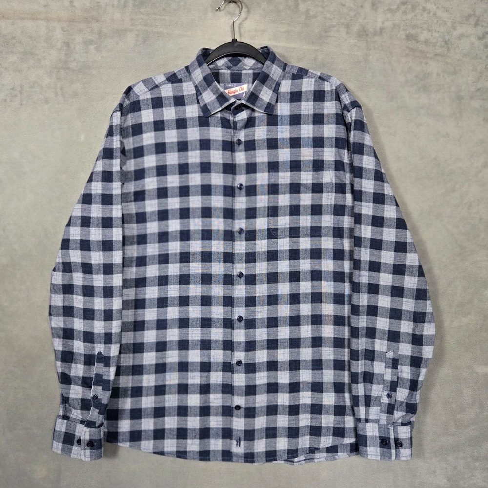 Johnnie-O Brian Hangin Out Flannel Shirt Mens XL Twilight Blue check plaid